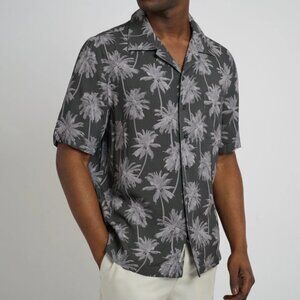 Onia Men's Viscose Olive tonal Camp Collar Shirt Size M